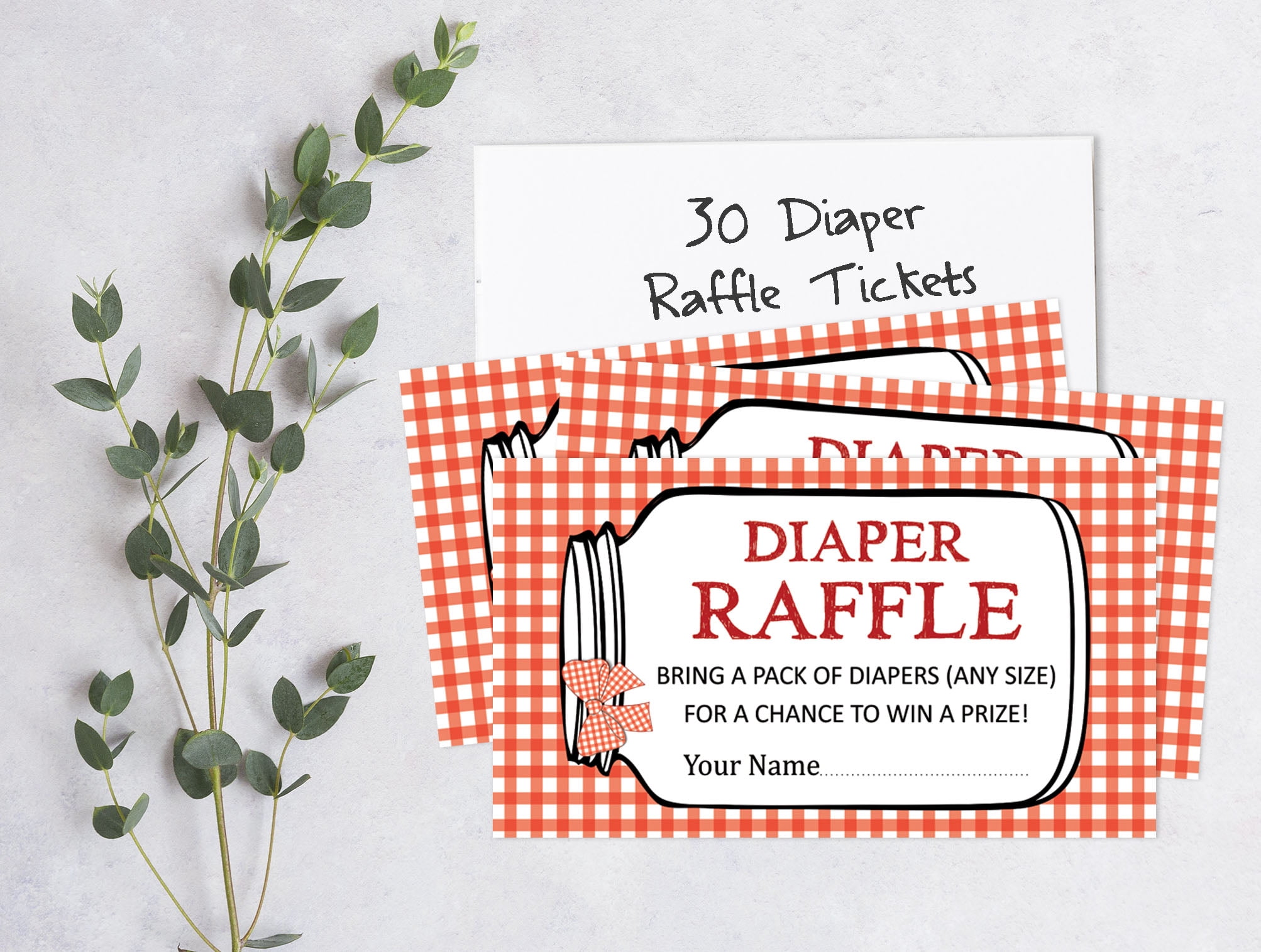 Inkdotpot 30BBQ Baby ShowerDiaper Raffle Ticket Lottery Insert Cards Supplies Games For Baby Shower Party Bring A Pack Of Diapers To Win Favors Gifts And Prizes
