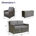 thumbnail image 2 of Krikacy 5-PCS Outdoor Wicker Modular Sofa Chair Set w/Cabinet Coffee table, All-Weather HDPE, Grey, 2 of 6