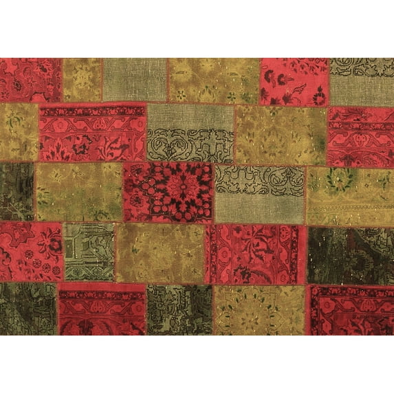 Ahgly Company Indoor Rectangle Patchwork Brown Transitional Area Rugs, 8' x 12'