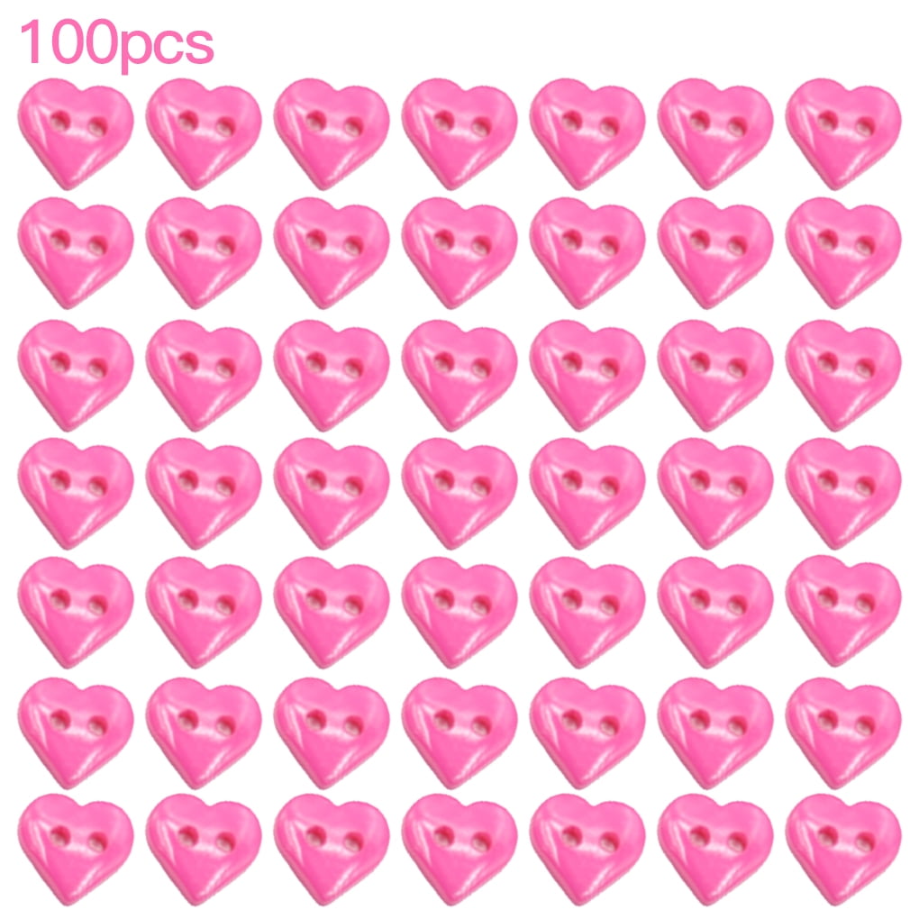 100pcs/Lot Colorful 2 Holes Resin Mini Button Heart Shaped Buttons