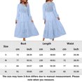 thumbnail image 2 of Vestido De Manga Larga Vestido ajustado para mujer Vestido largo tipo túnica con mangas abullonadas Vestido diario plisado con cuello redondo Ygjytge Celeste L para Mujer, 2 of 7