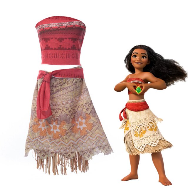 Disney Little Girls Moana Princess Dresses Costumes Cosplay Toddler Dress Vaiana Clothes Party for 3 6 8 10 Yrs Girl Outfit GiftTag 110cm (4T) Gao Jinjia LED