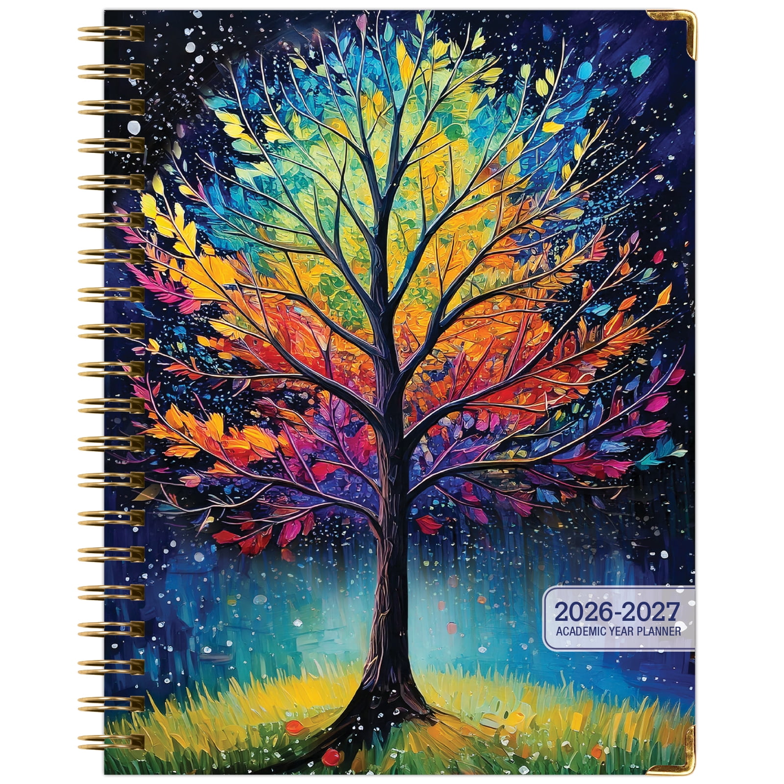 2026-2027 Excello Brands 8.5" x 11" Academic Year Hardcover Fashion Planner, Weekly/Monthly, 14 Month, Black Tree Seasons