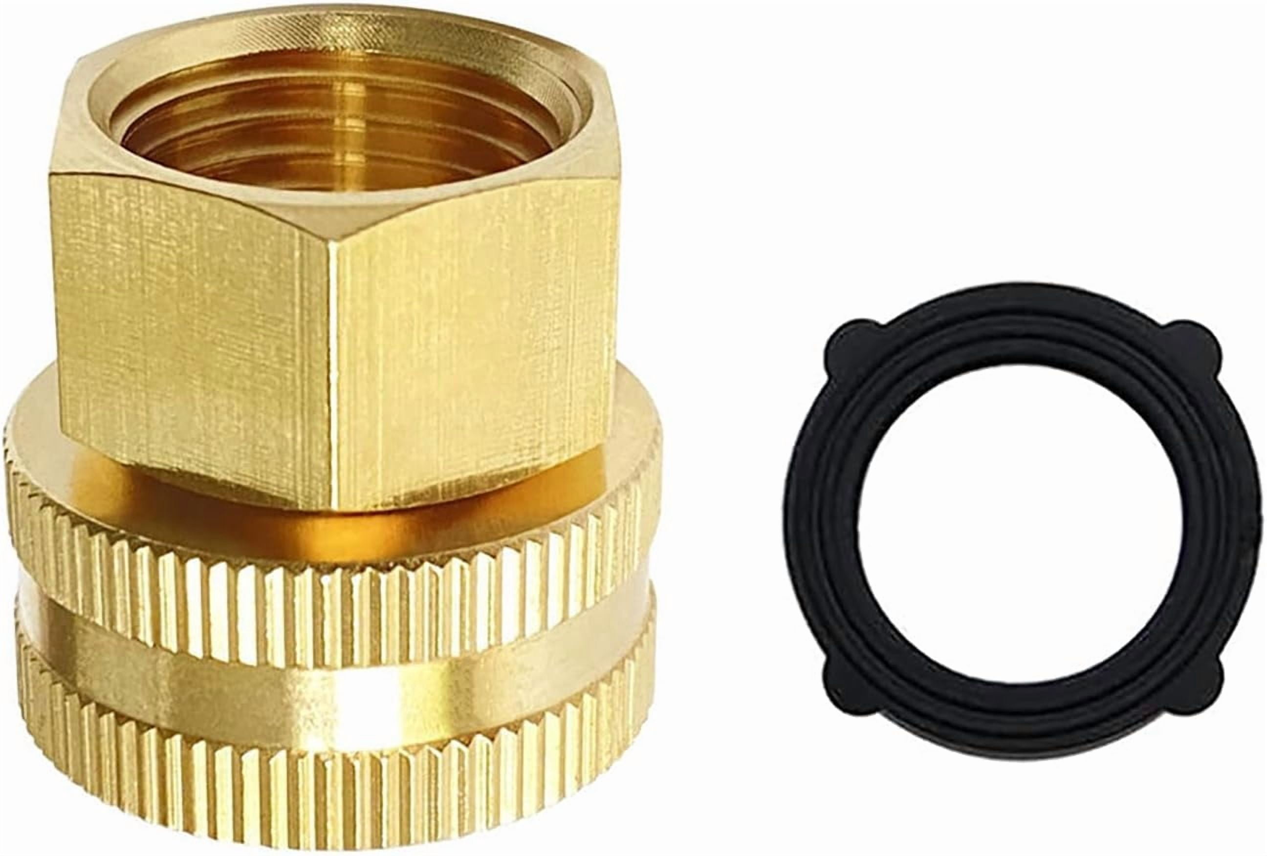 HRTGFD-Garden Hose Brass 3/4 Inch GHT to 1/2 NPT Double Female Thread Fitting Horticultural Thumb Quick Connect Adapter Car Wash Faucet Connection Accessories