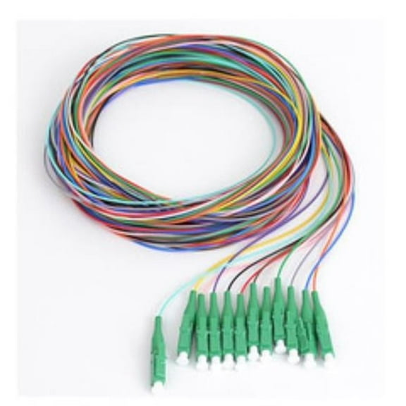 3m 12 Strand Fiber Pigtail, 9 & 125 Singlemode Green Boot, LC & APC Cable