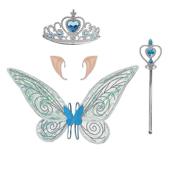 1 Juego de disfraz de hada, conjunto de corona de alas de elfo para niños con forma de mariposa portátil llamativo multicolor para Festival Jikaix
