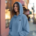 thumbnail image 5 of Dalix Butterfly Embroidery Relaxed Hoodie Soft Fleece Sweatshirt Fit Lounge Womens in Pebble Blue S Small, 5 of 5