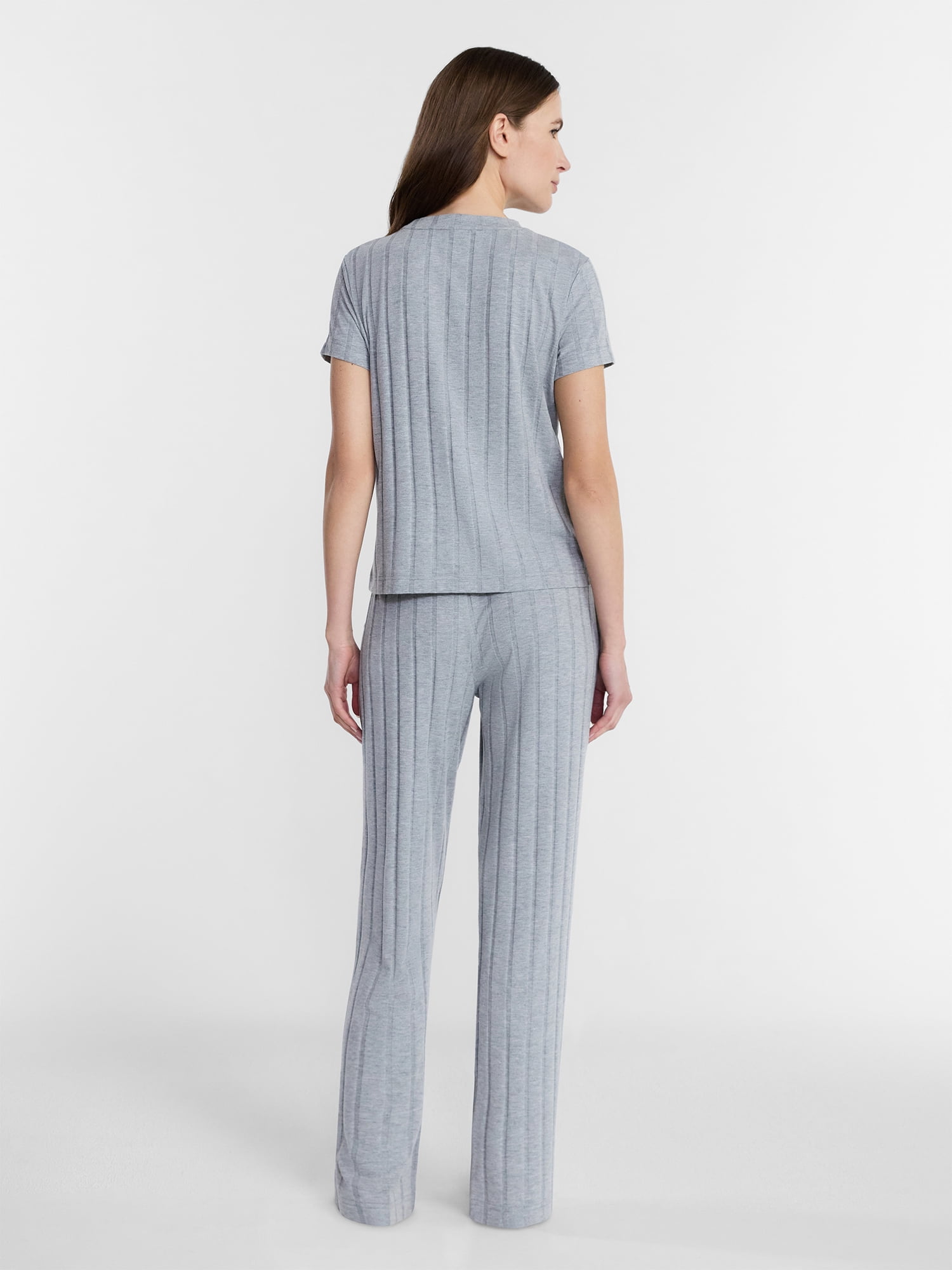 Lissome Women's Rib Knit Top and Pants Pajama Set, 2-Piece, Sizes S-3X