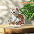thumbnail image 4 of Rotatable acrylic ornament featuring an elegant kitten with golden fur and beautiful floral accents, perfect for enhancing your decor, 4 of 8