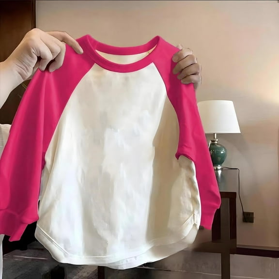 Going Out Tops for Girls Boys Long Sleeve Crewneck Sweatshirts Size 1-11 Toddlers Tweens Casual Color Block Pullover Comfort Basic Tees Shirts