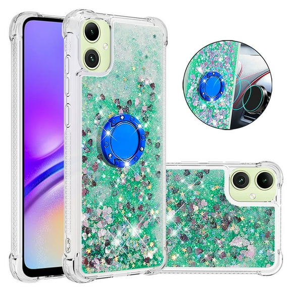 GANGXUN Funda Glitter Líquida para Samsung Galaxy A07 con Anillo Brillante, TPU Antichoques y Esquinas Reforzadas, Soporte
