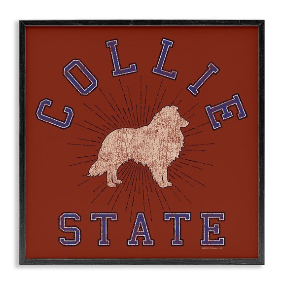 Stupell Industries Vintage Collie State Novelty & Humor Painting Black Framed Art Print Wall Art, 12 x 12