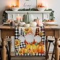 thumbnail image 2 of Fall Table Runner Thanksgiving Plaid Gnome Table Runners Orange Pumpkin Maple Leaf Plaid Linen Cotton Linen Dresser Scarf Kitchen Dining Table Decor for Fall Holiday Party Decor 13x36 Inch, 2 of 9