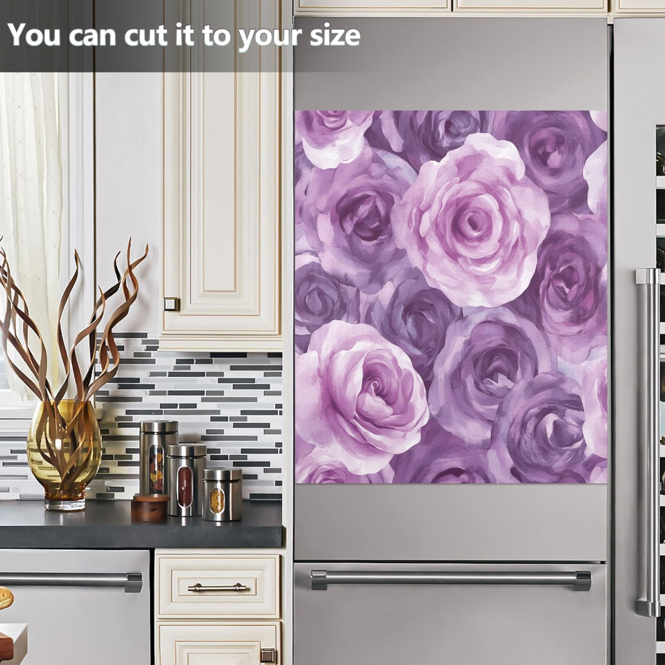 Dishwasher Magnetic Sticker 23x26 Inch Refrigerator Magnetic Sticker Washing Machine Magnetic Sticker Kitchen Panel Magnetic Sticker Home Decor Lavender Roses Seamless