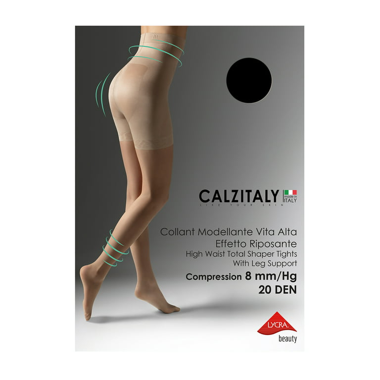Calzitaly High Waist Tights Control Top Shaping Nylons, 20 Denier Pantyhose