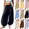 thumbnail image 2 of Qingpeng Womens Elastic High Waisted Wide Leg Barrel Pants Flowy Baggy Balloon Trousers Fall Harem Pants Vacation Outfits, 2 of 7