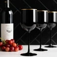 thumbnail image 4 of (25 PACK) EcoQuality Plastic Black Wine Glasses with Gold Rim - 12 oz Wine Cups with Stem, Disposable Shatterproof Wine Goblets, Reusable, Elegant Drink Cups Tumbler for Weddings, Parties, Receptions, 4 of 4