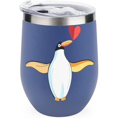 

I Love Penguins Stainless Steel Wine Tumbler Travel Mug Insulated with Lid Cup for Men Women 12oz
