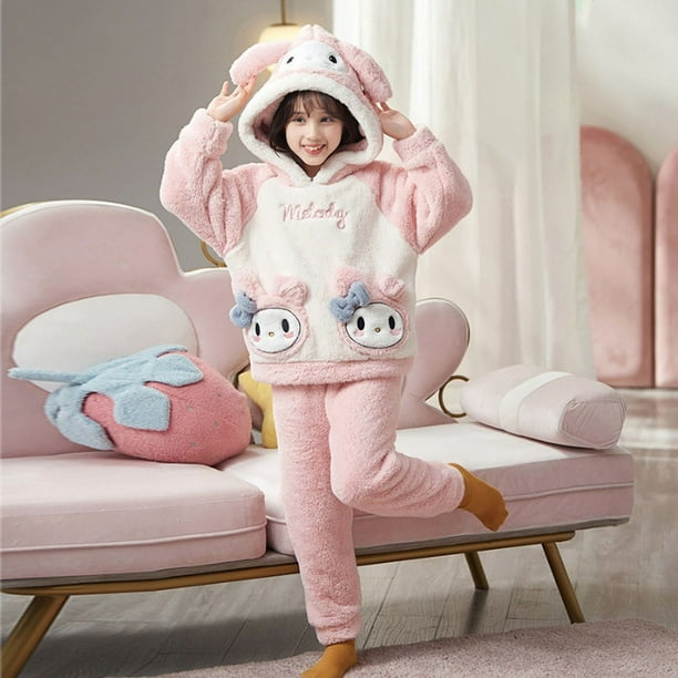 Pijamas de invierno para niños de Anime Sanrio Hello Kitty Cinnamoroll  Kuromi, bonitos pijamas de terciopelo coral de My Melody, cálidos y  gruesos,