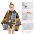 thumbnail image 6 of Halloween Vintage Halloween Posters Blanket Hoodies for Kids 6-13YR Oversize Wearable Blanket Hoodies for Boys Girls Teens, 6 of 7