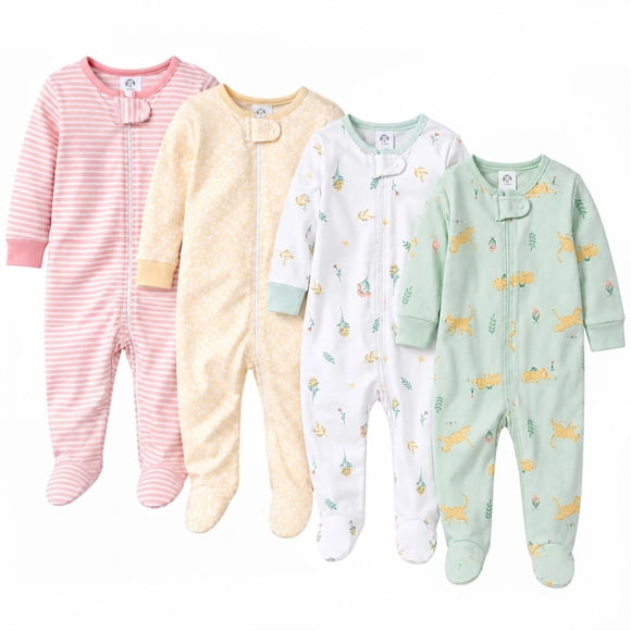 Pijamas Gerber para Bebé Niña 3‑6 meses, Pack de 4 con estampado de leopardo