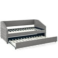 thumbnail image 6 of Grey Linen Twin Daybed With Pull-out Trundle, Versatile Home Decor Upholstered Modern Living Area Essential, 6 of 6