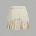 thumbnail image 2 of VIWORLD Western Fringe Mini Skirt - A-Line Denim Style with Decorative Button Details For Summer Beige，S, 2 of 5