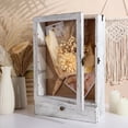 thumbnail image 4 of 11 x 16 Inch Large Shadow Box Frame Wedding Bouquet Preservation Box Rustic Wood Memory Box Display Case with Removable Shelve and Drawer for Pictures Flowers Memorial Medals, Distressed White, 4 of 6