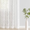 thumbnail image 4 of Junvictex Lace Sheer Curtains White for Bedroom Classic Geometric Rod Pocket Living Room Panels Knitted Moroccan Pattern Light Filtering Privacy Airy Semi Sheer,52"Wx84"L,2 Panels, 4 of 5