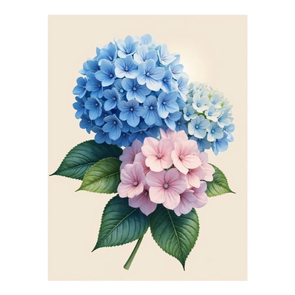 Diamond Art Kit for Adults, Blue Pink Hydrangea Blooms Leaves Diamond Painting for Adults Beginners, DIY Diamond Art Painting Kits, 5D Diamond Painting Crafts for Home Decor 12x16 Frameless