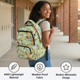 thumbnail image 5 of HUIACONG Cute Frog Print School Backpack for Kids Teens Age 6-16 Spacious Durable Water Resistant Bookbag with Adjustable Padded Straps Multi Pockets for School Travel Daily Use, 5 of 7