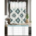 thumbnail image 6 of No Hook Cloth Fabric Shower Curtain with Snap in Liner, Turquoise Aztec Waterproof Shower Curtains Set with See Through Top Window, Bohemian Southwest Neutral Aesthetic Bath Curtains Shower 36"x72", 6 of 6