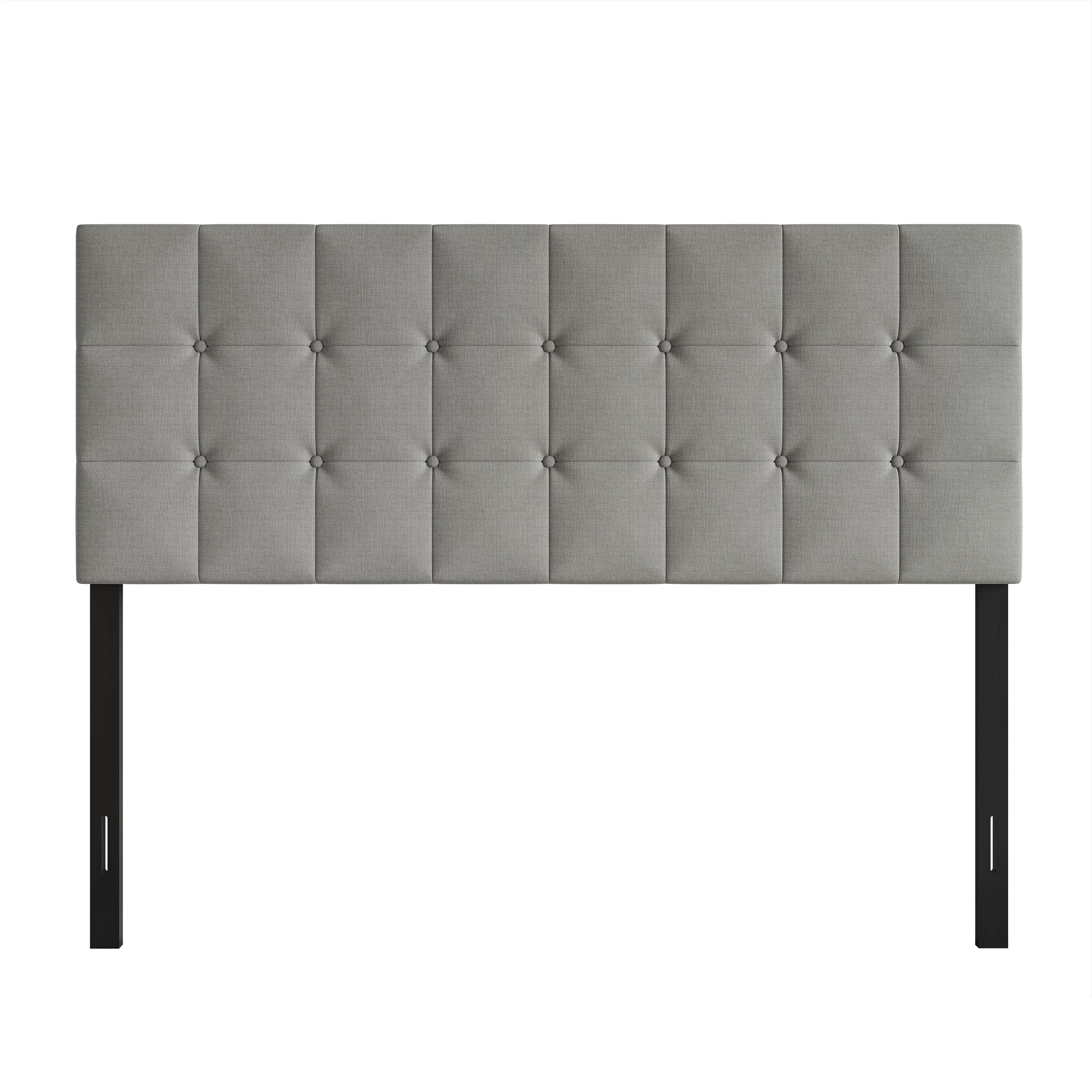 Castle Place Full Square Button-Tufted Upholstered Headboard, Linen, Light Grey