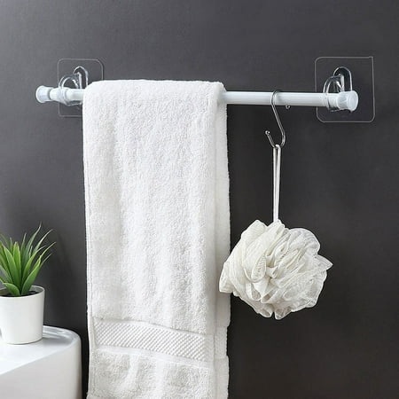 

PTJKU No Drilling Shower Gel Holder - Wall Mounted Storage Rack for Shampoo Soap Bathroom Organization - Strong Adhesive Hooks Space-Saving & Damage-Free Installation White