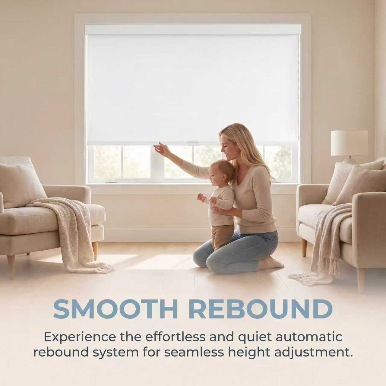 Blackout Roller Shades Cordless Blinds for Windows, Free-Stop Shades with Valance, Natural Woven Blinds for Home and Office