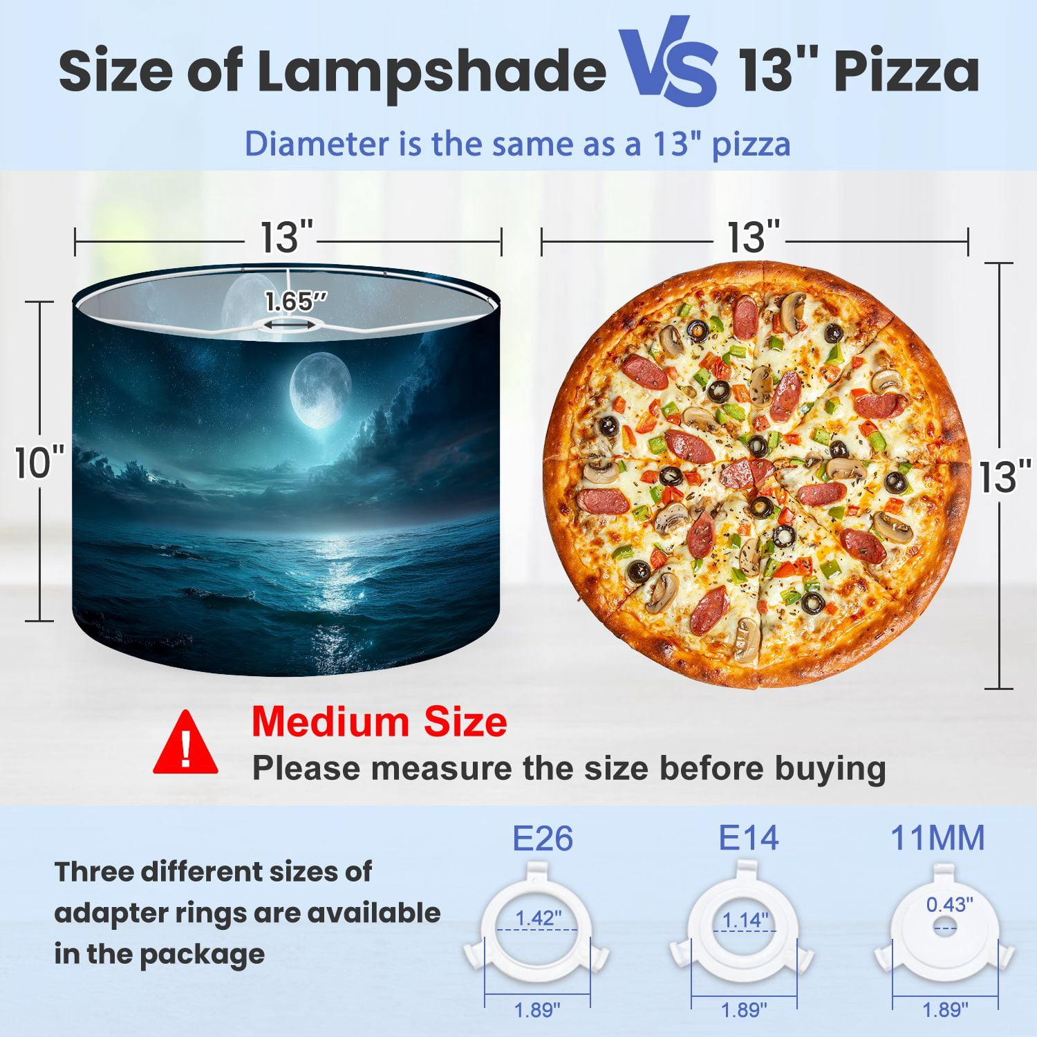 Linen Drum Lampshades Moon Sea Magic Night Underwater Scene 13"x13"x10" Light Shade for Table Lamps Floor Lamp Shades Lampshade Replacement Assembly Required