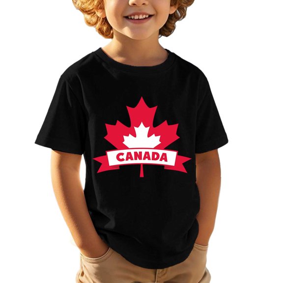 Byoo Toddler Boy Canada Maple Leaf Graphic Tee Shirt Short Sleeve Crew Neck Soft Patriotic Pullover Shirt Daily T Shirt