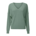 thumbnail image 5 of Sweater for Women Soft Oversized V Neck Solid Color Casual Pullover Sweaters Loose Knit Long Sleeve Shirts Top, 5 of 5