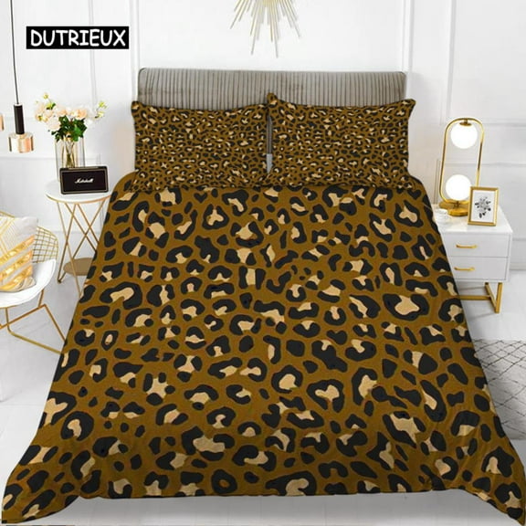 Leopard Print Duvet Cover Set Size Girl Colorful Cheetah Print Bedding Set Polyester Wild Animal Th
