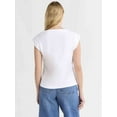 thumbnail image 3 of Free Assembly Women's and Women's Plus Cotton Boatneck Tee with Wide Cap Sleeves, Sizes XS-4X, 3 of 5