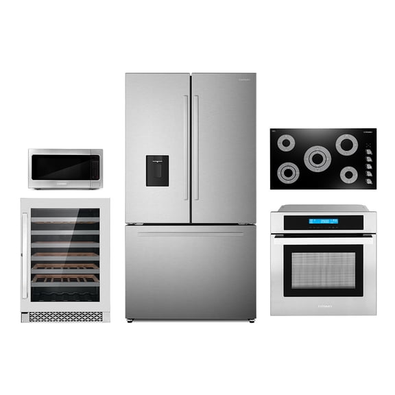 5 Piece Kitchen Package With 36" Electric Cooktop 24" Single Electric Wall Oven 24.4" Built-in Microwave French Door Refrigerator & 24" Built-in Fully Integrated Dishwasher