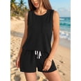 thumbnail image 3 of Ekouaer Two Piece Summer Outfits 2 Piece Sets Cruise Lounge Set Sleeveless Tank & Shorts Pajama Set with Pockets, 3 of 6