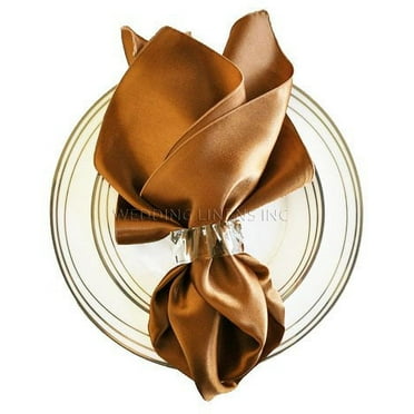 Wedding Linens Inc. (10pcs) 20'' x20" Satin Table Napkins for wedding Party Decoration events - Copper