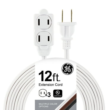 GE 12ft. 3-Outlet Polarized Extension Cord, White – 51954