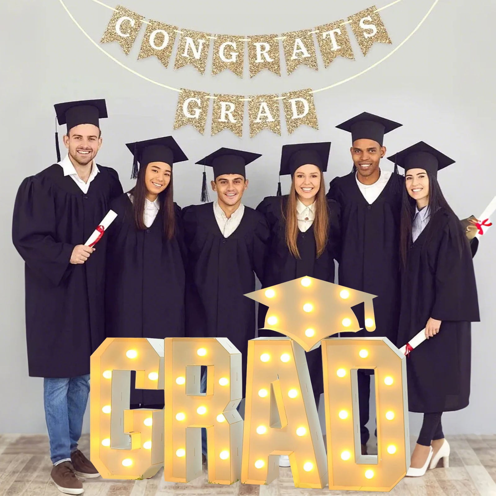 Large Grad Light Up Letters Graduation Cap, Ongmies 2025 Graduation Class Letters – 2.3Ft Large White Graduation Decorations with Dot & Cap, Light-Up "Class of 2025" Sign, White70Cm