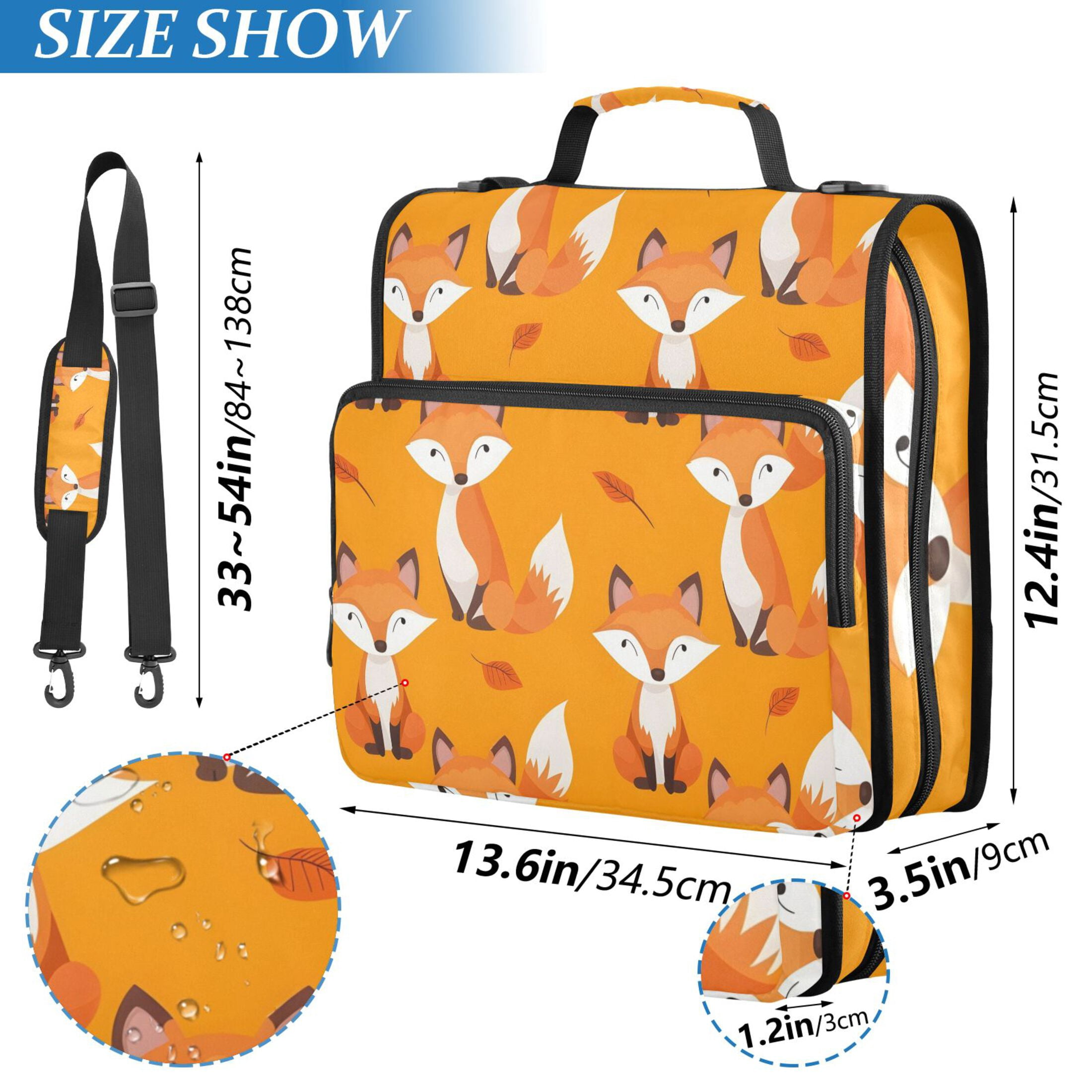 ALAZA Zipper Binder Cute Fox 3 Ring Trapper Keeper File Folder Organizer Bag