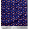 thumbnail image 1 of Soimoi Blue Velvet Fabric Dot & Leaves Print Fabric by the Yard 58 Inch Wide, 1 of 3