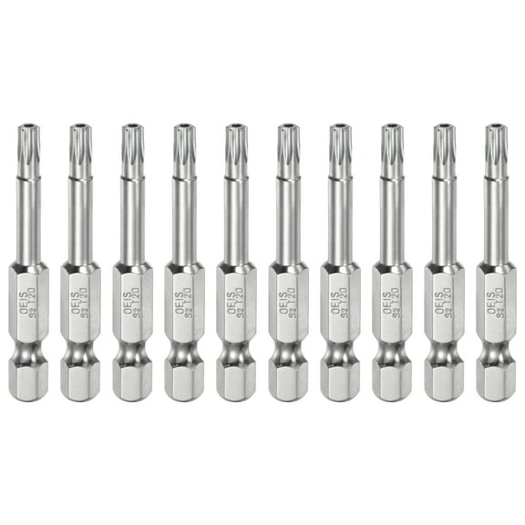Uxcell 10pcs T20 Security Torx Bit 1/4" Hex Shank 2" S2 Steel Magnetic Tamper Resistant Star Bits Torx Head with Hole