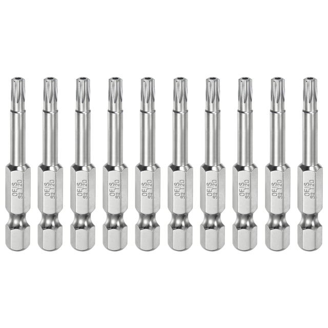 Uxcell 10pcs T20 Punta de Seguridad Torx 1/4" Vástago Hexagonal 2" Acero S2 Magnético a Prueba de Manipulaciones Puntas de Estrella Torx con Agujero
