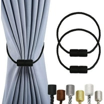 2 Pack Magnetic Curtain Tiebacks Curtain Holdbacks Curtain Ties Outdoor Curtain Tiebacks Modern Rope Tiebacks Drapery Holdbacks Tie Backs for Curtains (Black, 2)